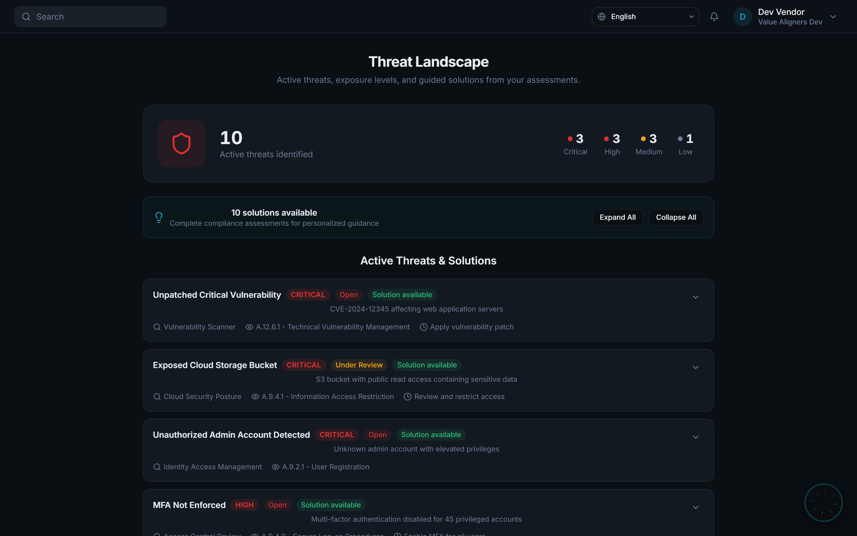 Threat Landscape with portfolio expected loss, ransomware scenarios, and risk analysis